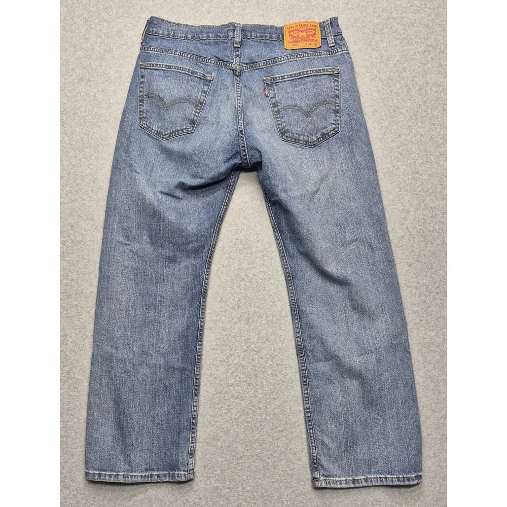 Levis 541 Jeans Mens 34x29 Athletic Tapered Blue Denim Pants Classic Medium Wash